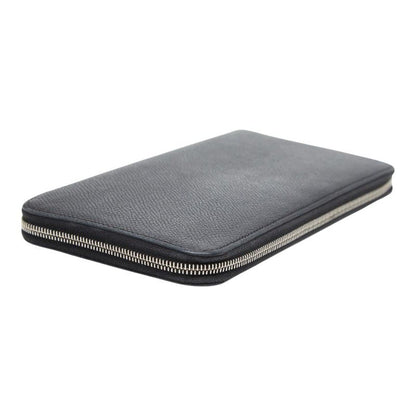 Hermes Silk in Classic Zip Around Wallet Black Fau Be Blue Marine Silver Veau — view 7