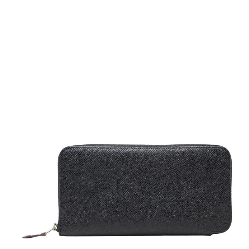 Hermes Silk in Classic Zip Around Wallet Black Fau Be Blue Marine Silver Veau