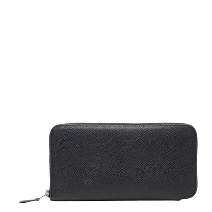 Hermes Silk in Classic Zip Around Wallet Black Fau Be Blue Marine Silver Veau