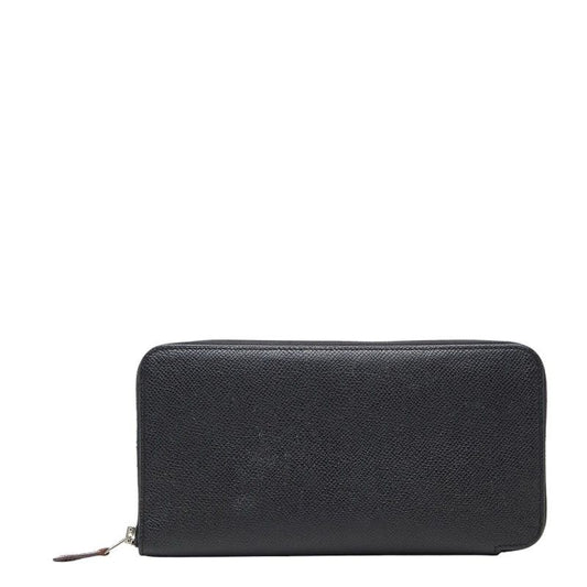 Hermes Silk in Classic Zip Around Wallet Black Fau Be Blue Marine Silver Veau