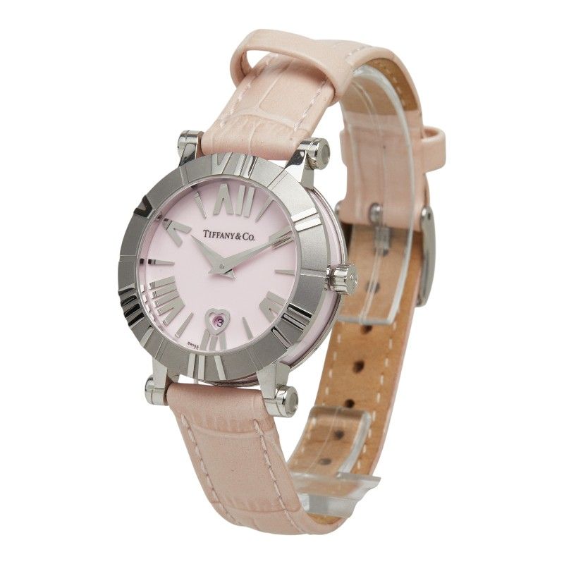Tiffany & Co Atlas Watch Pink Silver Stainless Steel Leather Ceramic — view 2