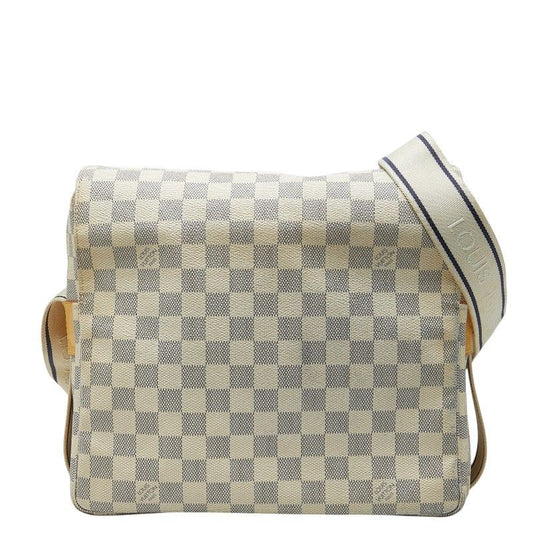 Louis Vuitton Damier Naviglio Crossbody Shoulder Bag White Leather
