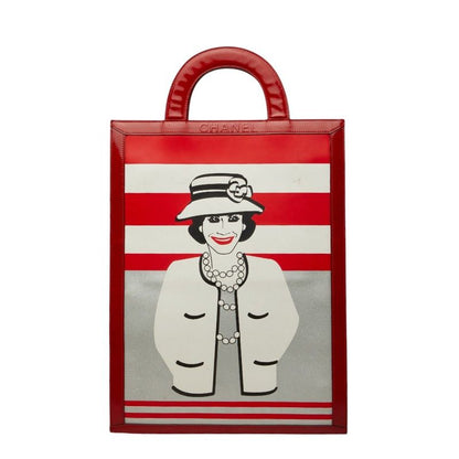 Chanel Coco Mademoiselle Tote Red White Black Enamel Leather