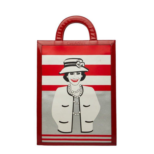 Chanel Coco Mademoiselle Tote Red White Black Enamel Leather