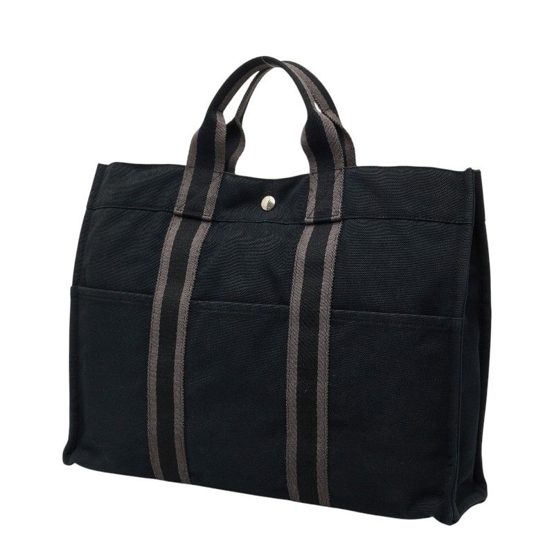 Hermes Fourre Tout MM Tote Black Gray Canvas — view 2