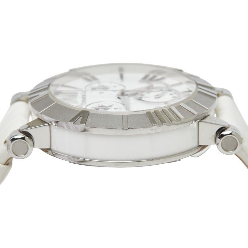 Tiffany & Co Atlas Chronograph Watch White Silver Stainless Steel Leather — view 3