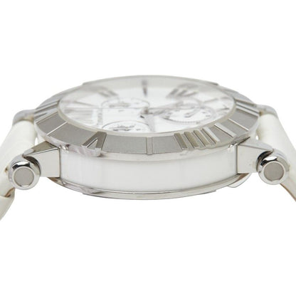 Tiffany & Co Atlas Chronograph Watch White Silver Stainless Steel Leather — view 3