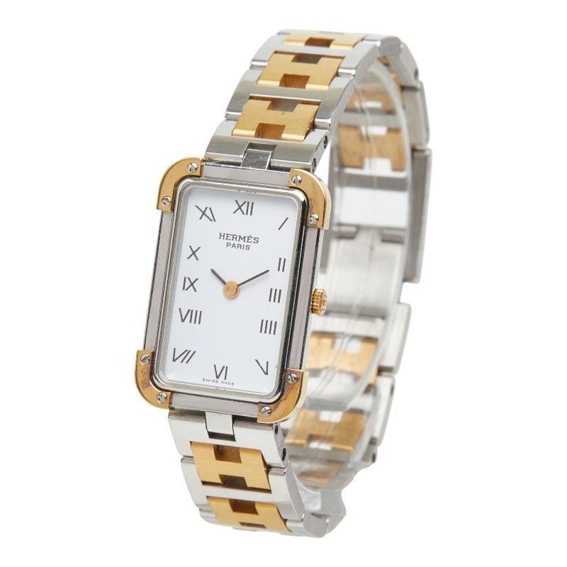 Hermes Croajour Watch White Silver Gold Stainless Steel Plated — view 2