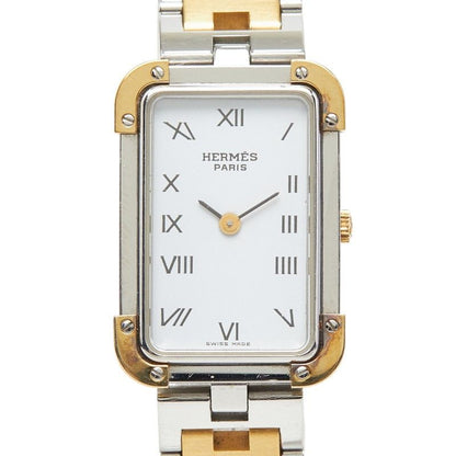 Hermes Croajour Watch White Silver Gold Stainless Steel Plated