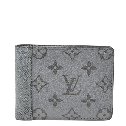Louis Vuitton Taigarama Portefeuille Multiple Bifold Wallet Silver Leather