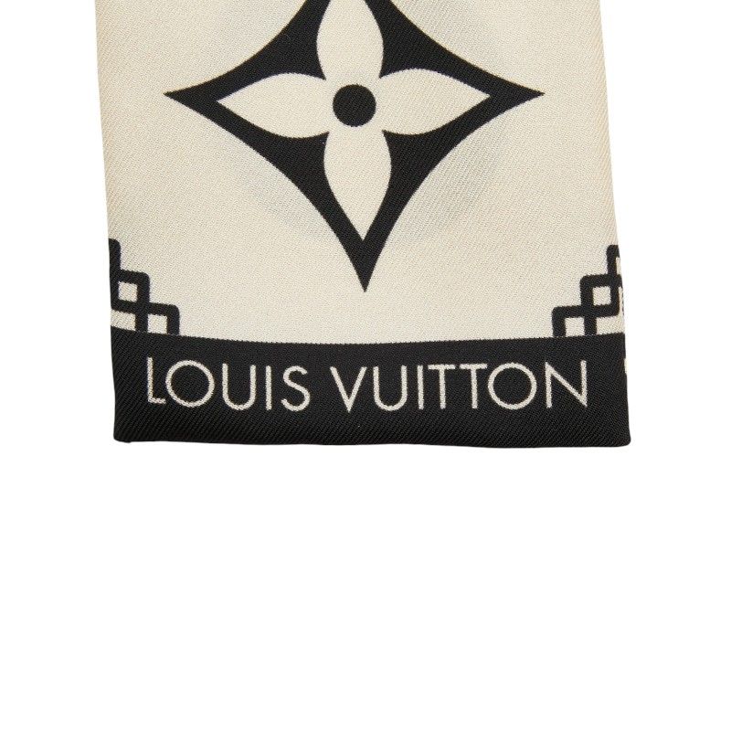 Louis Vuitton Monogram Bandeau Crois John Scarf Beige Black Silk — view 6