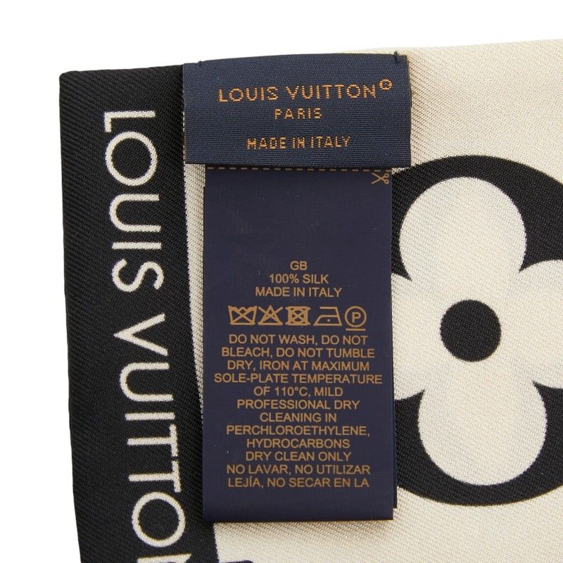 Louis Vuitton Monogram Bandeau Crois John Scarf Beige Black Silk — view 7