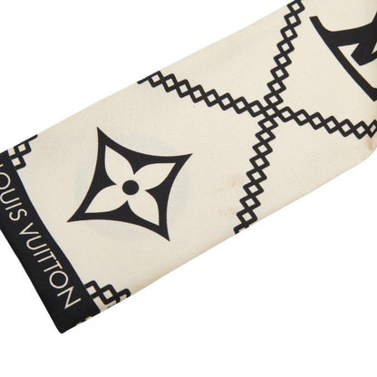 Louis Vuitton Monogram Bandeau Crois John Scarf Beige Black Silk — view 3