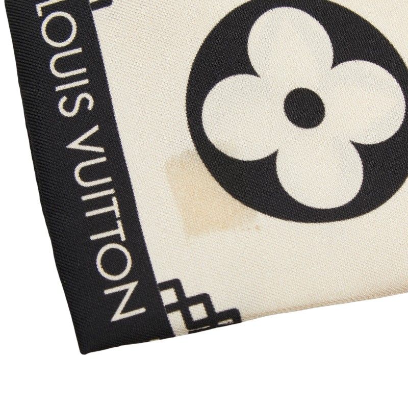 Louis Vuitton Monogram Bandeau Crois John Scarf Beige Black Silk — view 4