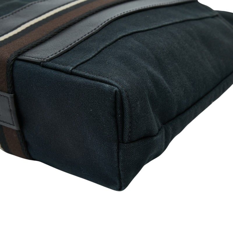 Hermes Troca Horizontal MM Tote Shoulder Bag Black Brown Canvas Leather — view 4