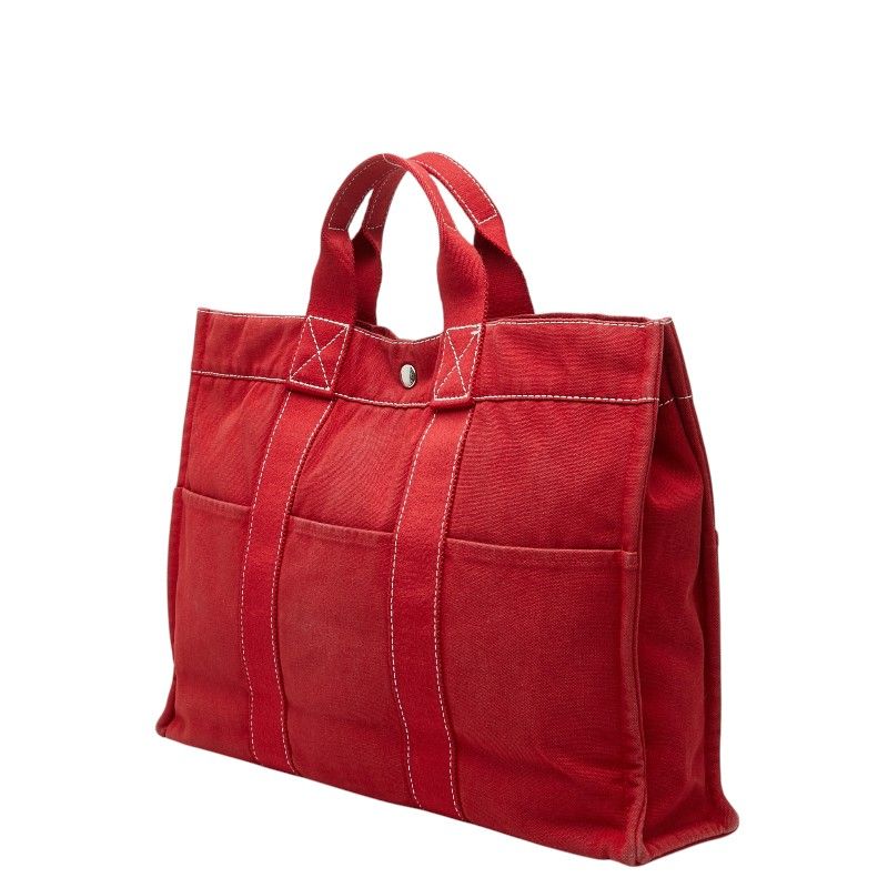 Hermes Fourre Tout MM Tote Red Canvas — view 2