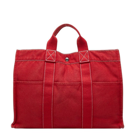 Hermes Fourre Tout MM Tote Red Canvas