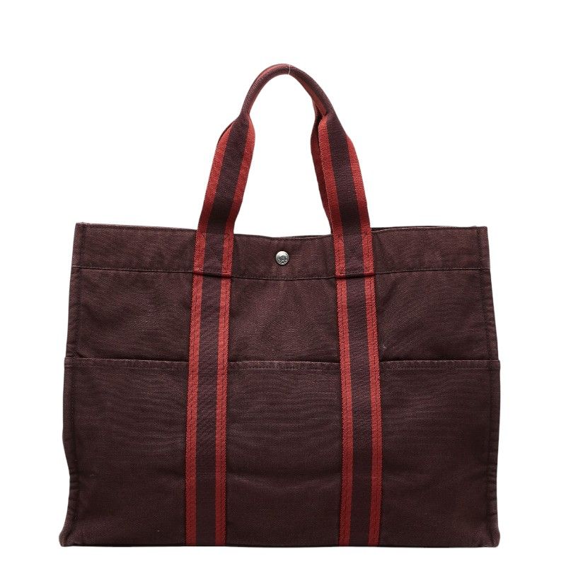Hermes Fourre Tout Tote GM Wine Red Bordeaux Canvas