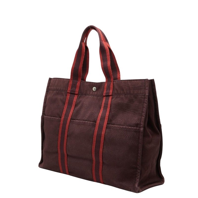 Hermes Fourre Tout Tote GM Wine Red Bordeaux Canvas — view 2