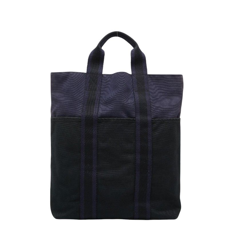 Hermes Fourre Tout Cabas Tote Black Navy Canvas
