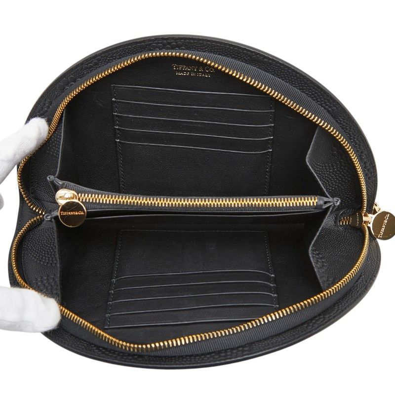 Tiffany & Co Embossed Half Moon Wallet Black Leather — view 6