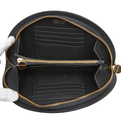 Tiffany & Co Embossed Half Moon Wallet Black Leather — view 6