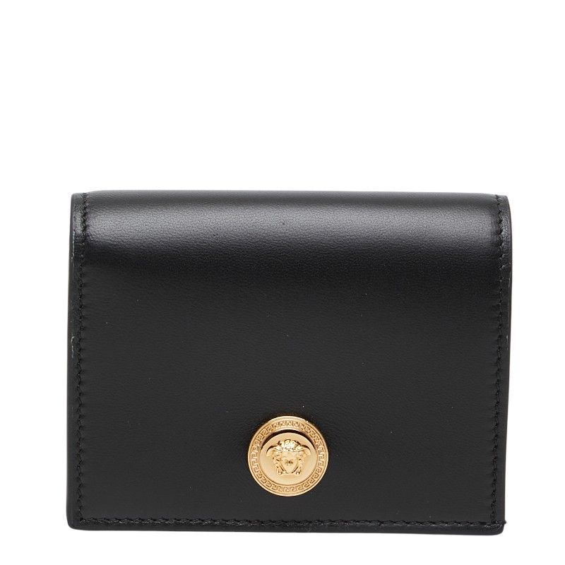 Versace Medusa Bifold Wallet Compact Black Leather