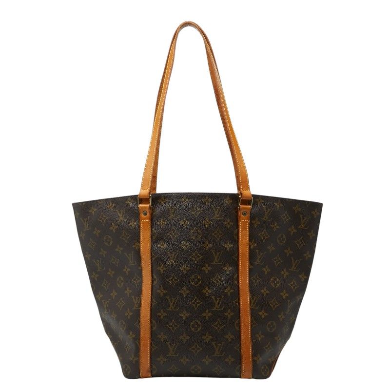 Louis Vuitton Monogram Sac Shopping Tote Shoulder Bag Brown Leather