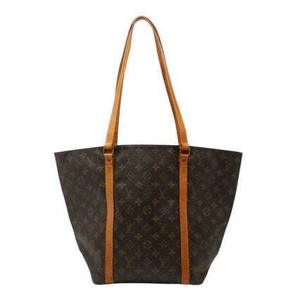 Louis Vuitton Monogram Sac Shopping Tote Shoulder Bag Brown Leather