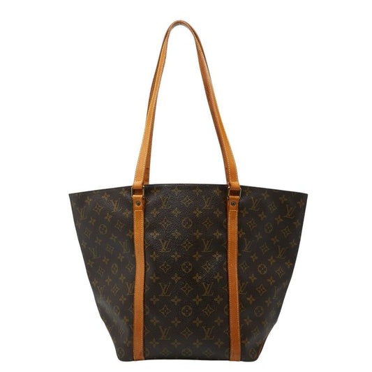 Louis Vuitton Monogram Sac Shopping Tote Shoulder Bag Brown Leather
