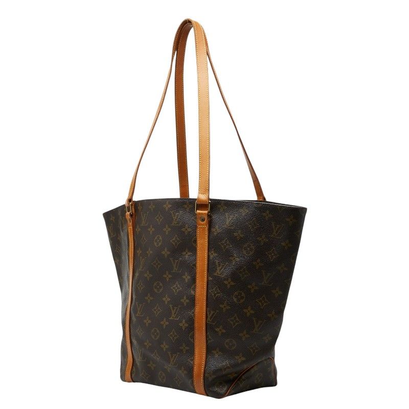 Louis Vuitton Monogram Sac Shopping Tote Shoulder Bag Brown Leather — view 2