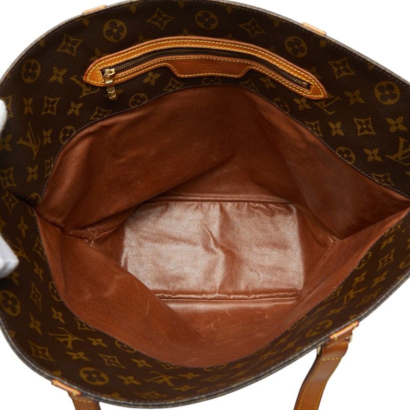 Louis Vuitton Monogram Sac Shopping Tote Shoulder Bag Brown Leather — view 8
