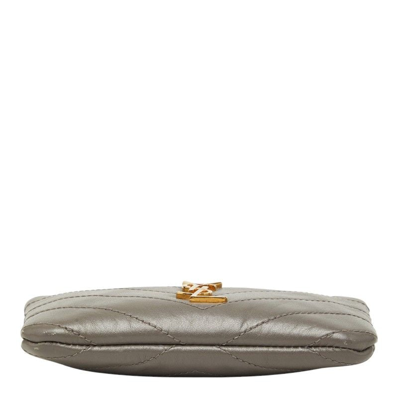 Saint Laurent Stitch Coin Case Gray Leather — view 3