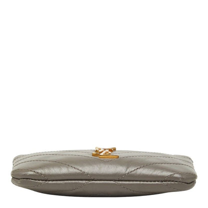 Saint Laurent Stitch Coin Case Gray Leather — view 3