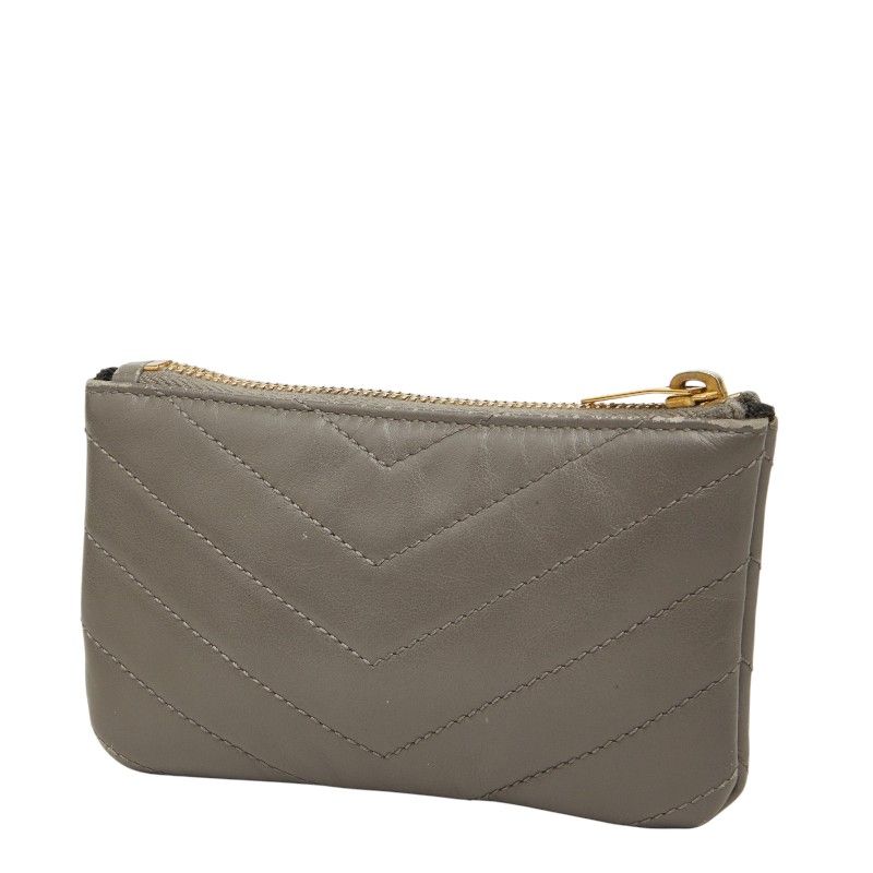 Saint Laurent Stitch Coin Case Gray Leather — view 2
