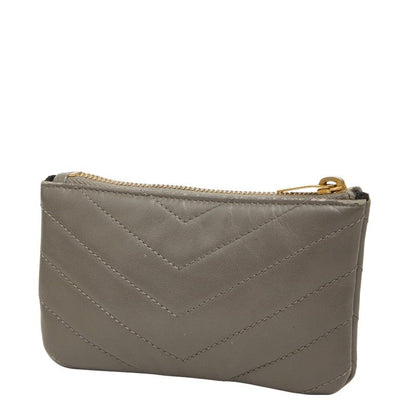Saint Laurent Stitch Coin Case Gray Leather — view 2