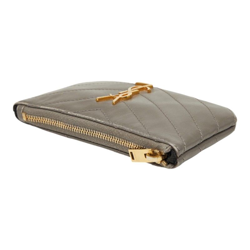 Saint Laurent Stitch Coin Case Gray Leather — view 5