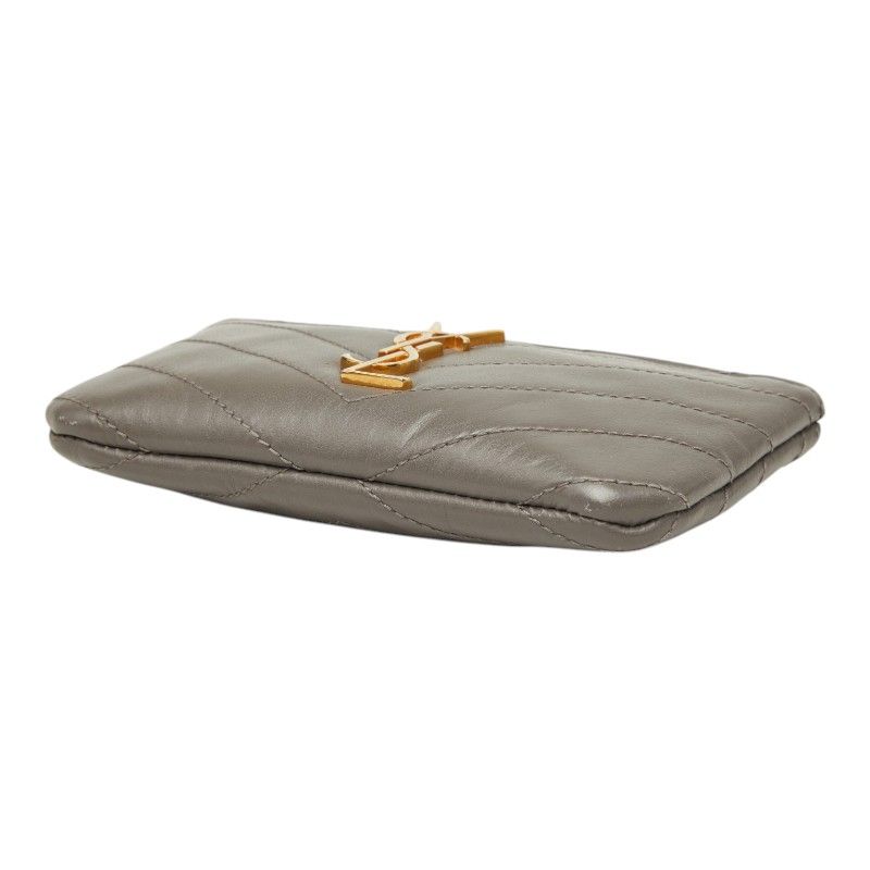 Saint Laurent Stitch Coin Case Gray Leather — view 4
