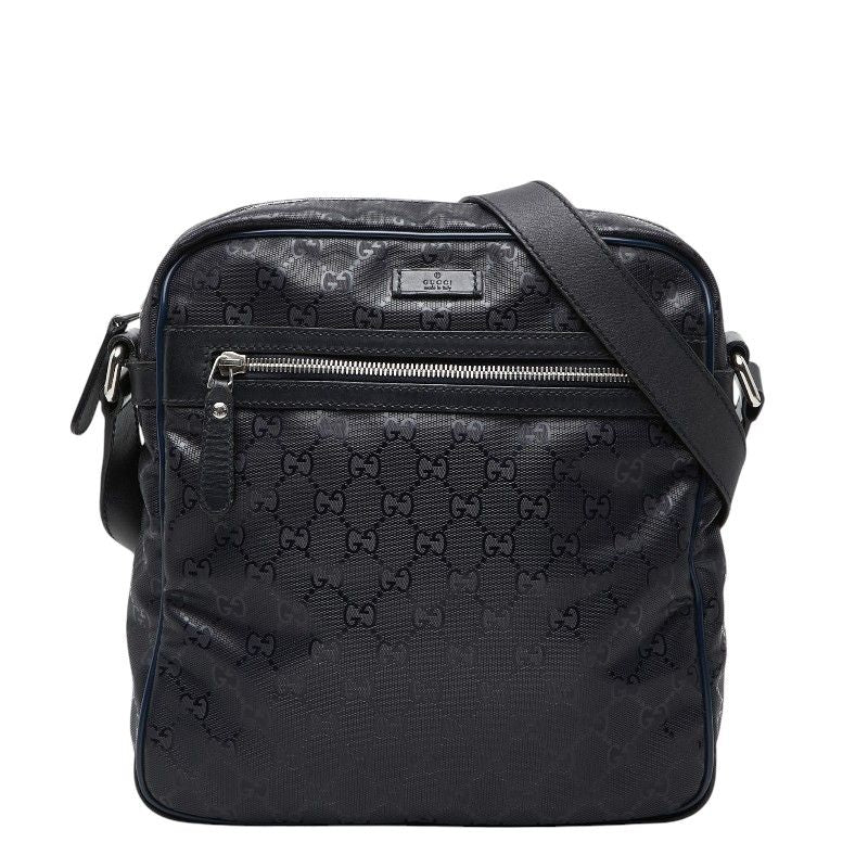 Gucci GG Supreme Crossbody Shoulder Bag Black Leather