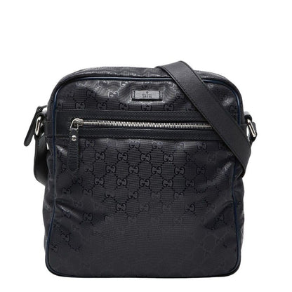 Gucci GG Supreme Crossbody Shoulder Bag Black Leather