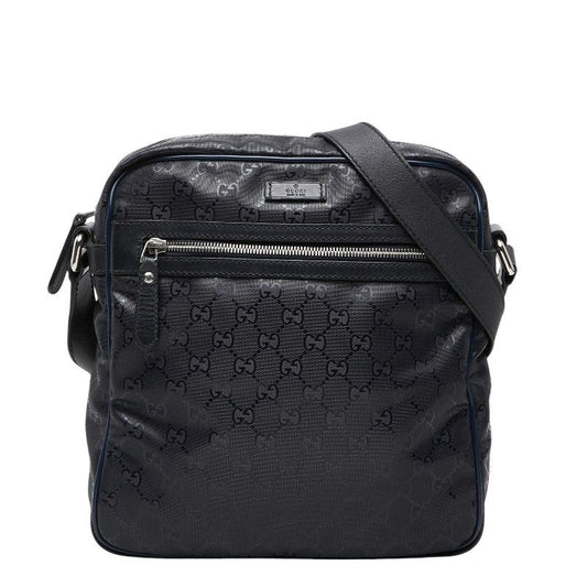 Gucci GG Supreme Crossbody Shoulder Bag Black Leather