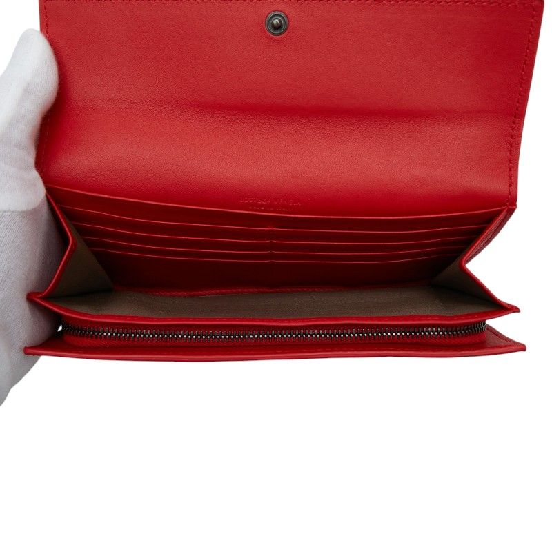 Bottega Veneta Intrecciato Zip Around Wallet Red Leather — view 6