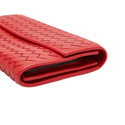 Bottega Veneta Intrecciato Zip Around Wallet Red Leather — view 4