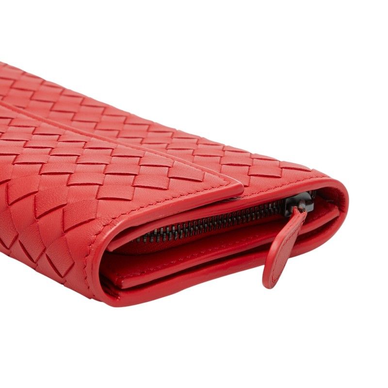 Bottega Veneta Intrecciato Zip Around Wallet Red Leather — view 5