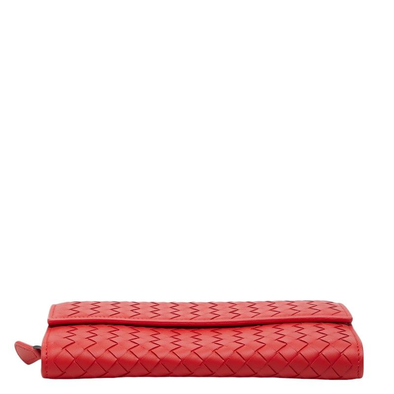 Bottega Veneta Intrecciato Zip Around Wallet Red Leather — view 3
