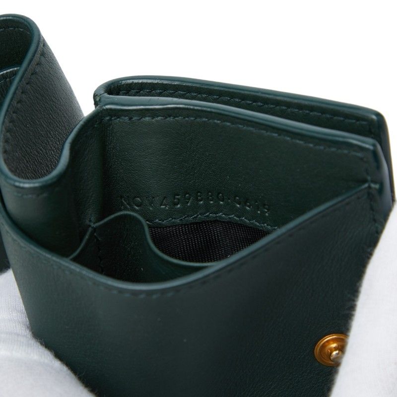 Saint Laurent YSL Logo Trifold Wallet Compact Green Leather — view 8