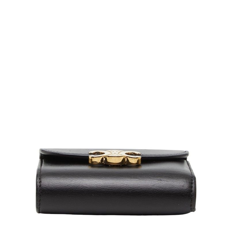 Celine Triomphe Small Flap Wallet Trifold Black Leather — view 3
