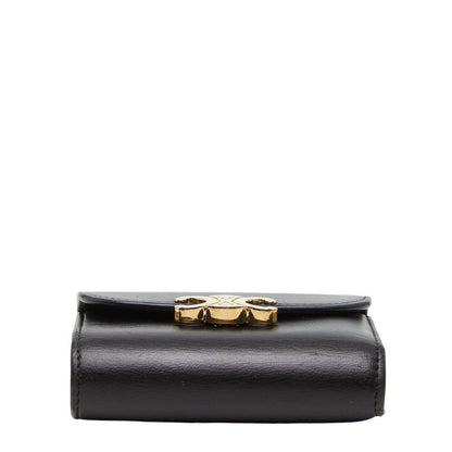 Celine Triomphe Small Flap Wallet Trifold Black Leather — view 3