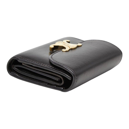 Celine Triomphe Small Flap Wallet Trifold Black Leather — view 7