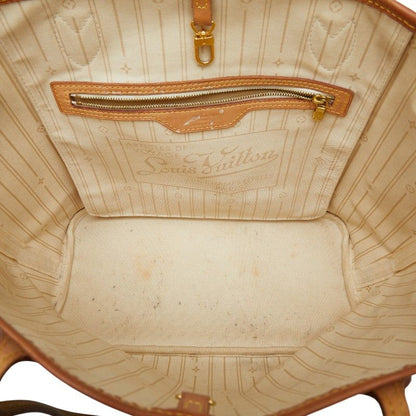 Louis Vuitton Damier Neverfull MM Tote Shoulder Bag White Ivory Leather — view 8